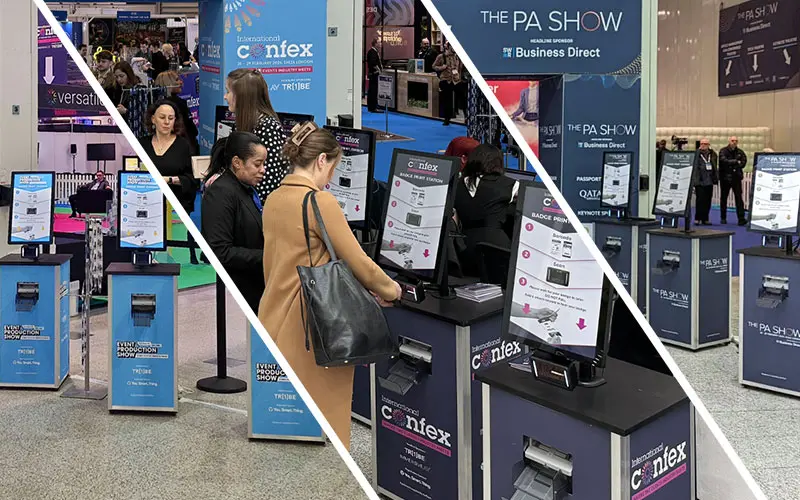 PrintPods at the entrance to International Confex, the Event Production Show (EPS), and the PA Show
