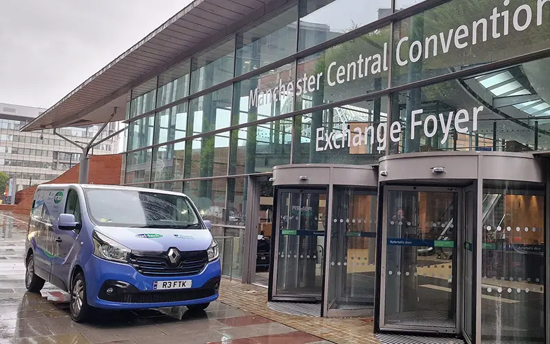 Van outside event venue