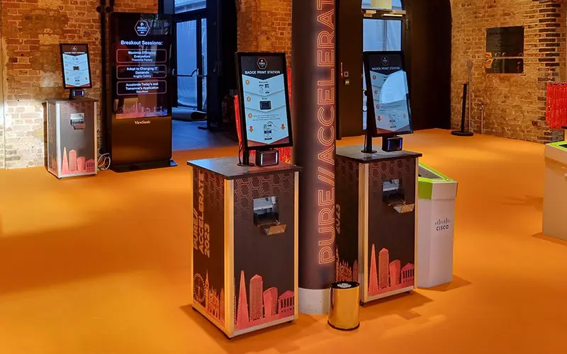 PrintPods at the entrance to a venue