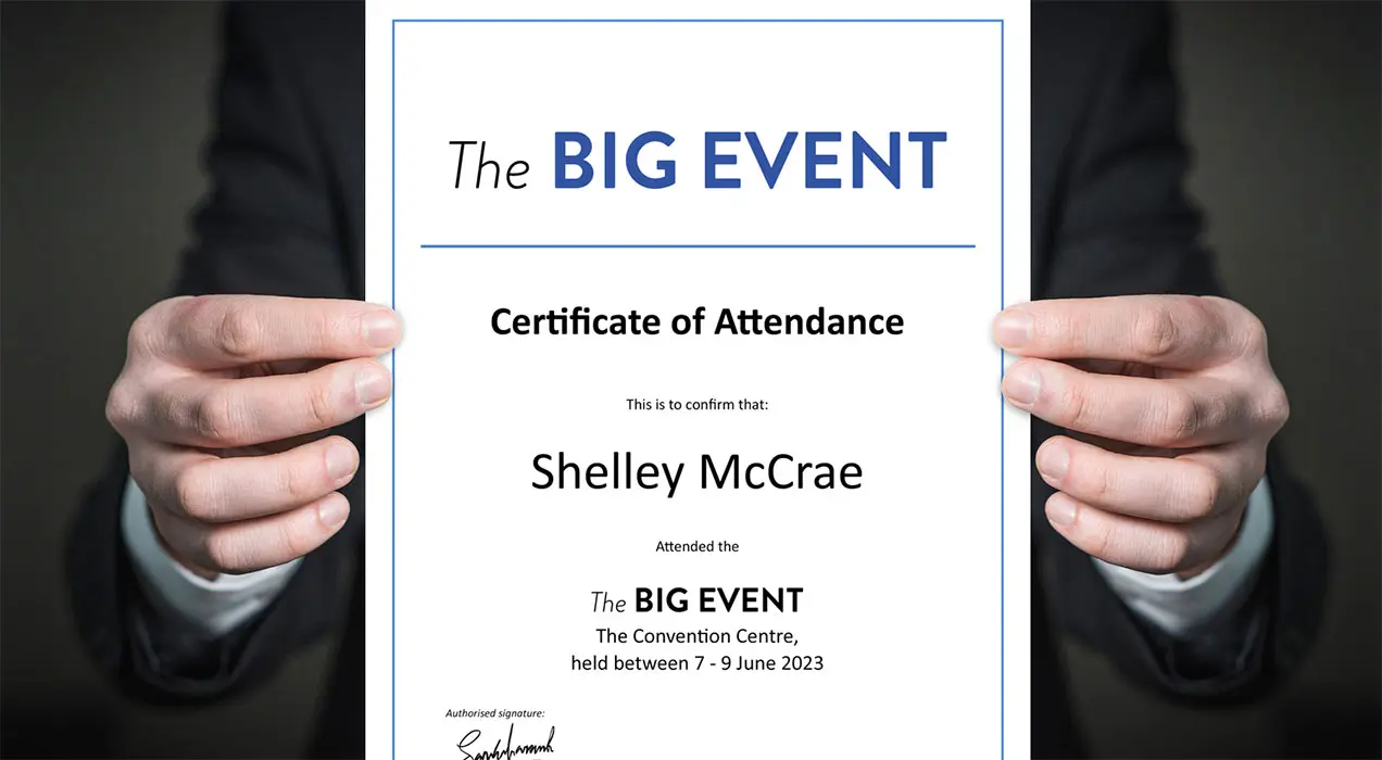Certificate showing attendance
