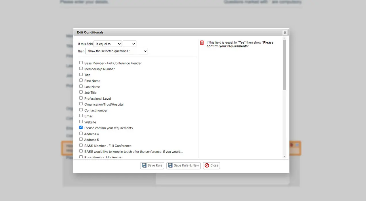 Editing conditional questions with EventReference