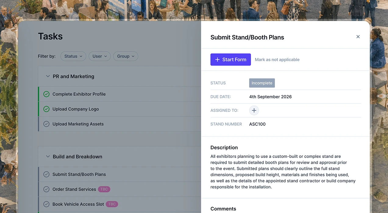 Eventflow interface with speech bubbles displaying the questions people are asking the system