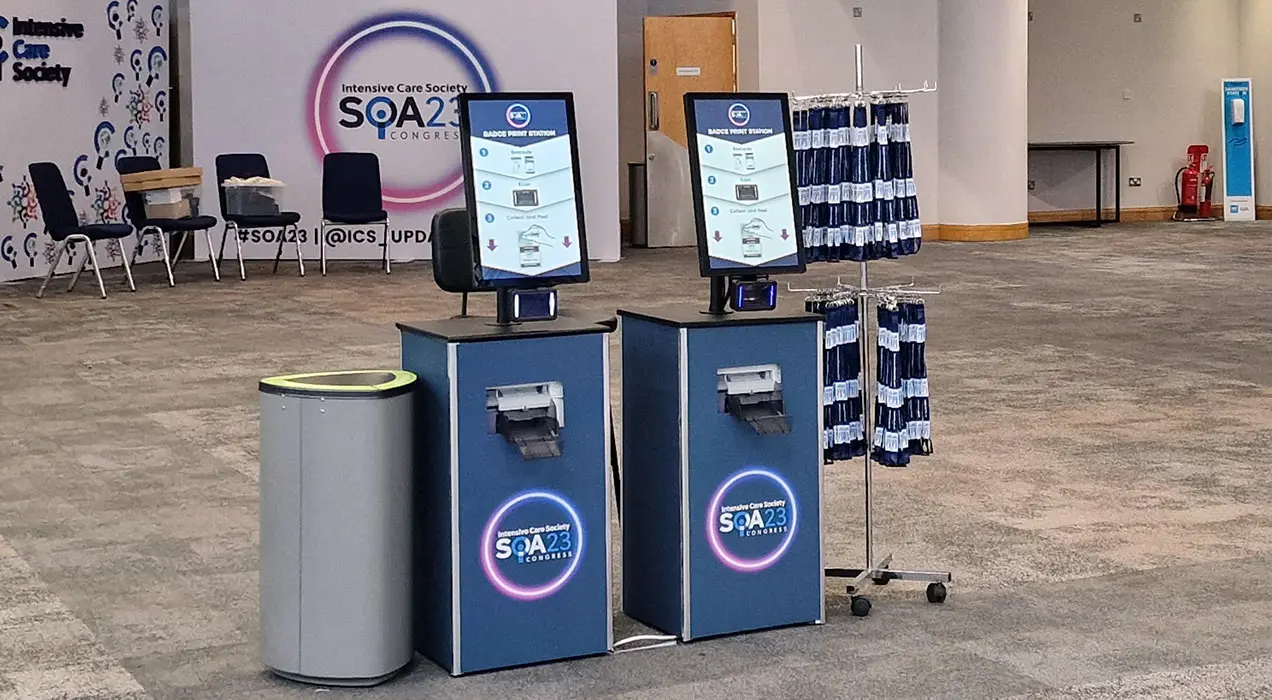 2 PrintPods in reception area of venue