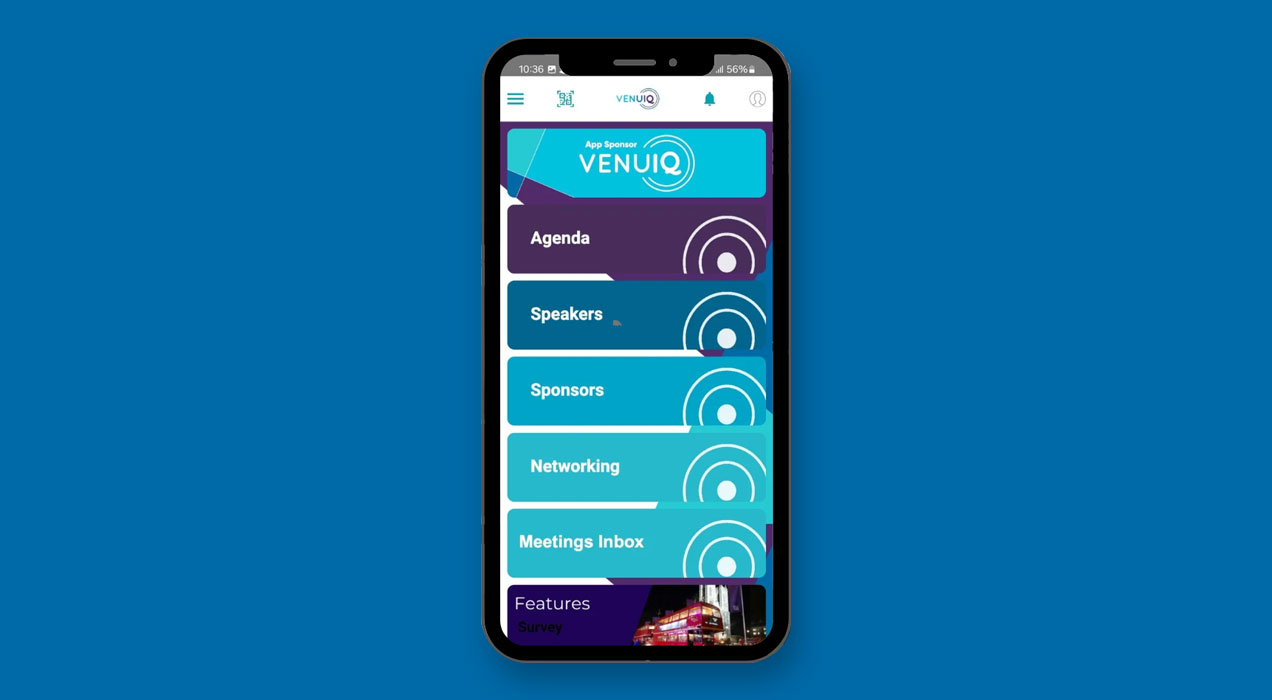 LeadReference app on mobile phone showing attendee statistics